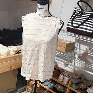 CALIA by Carrie Underwood Cream Tank Top with Thin Pink Stripes